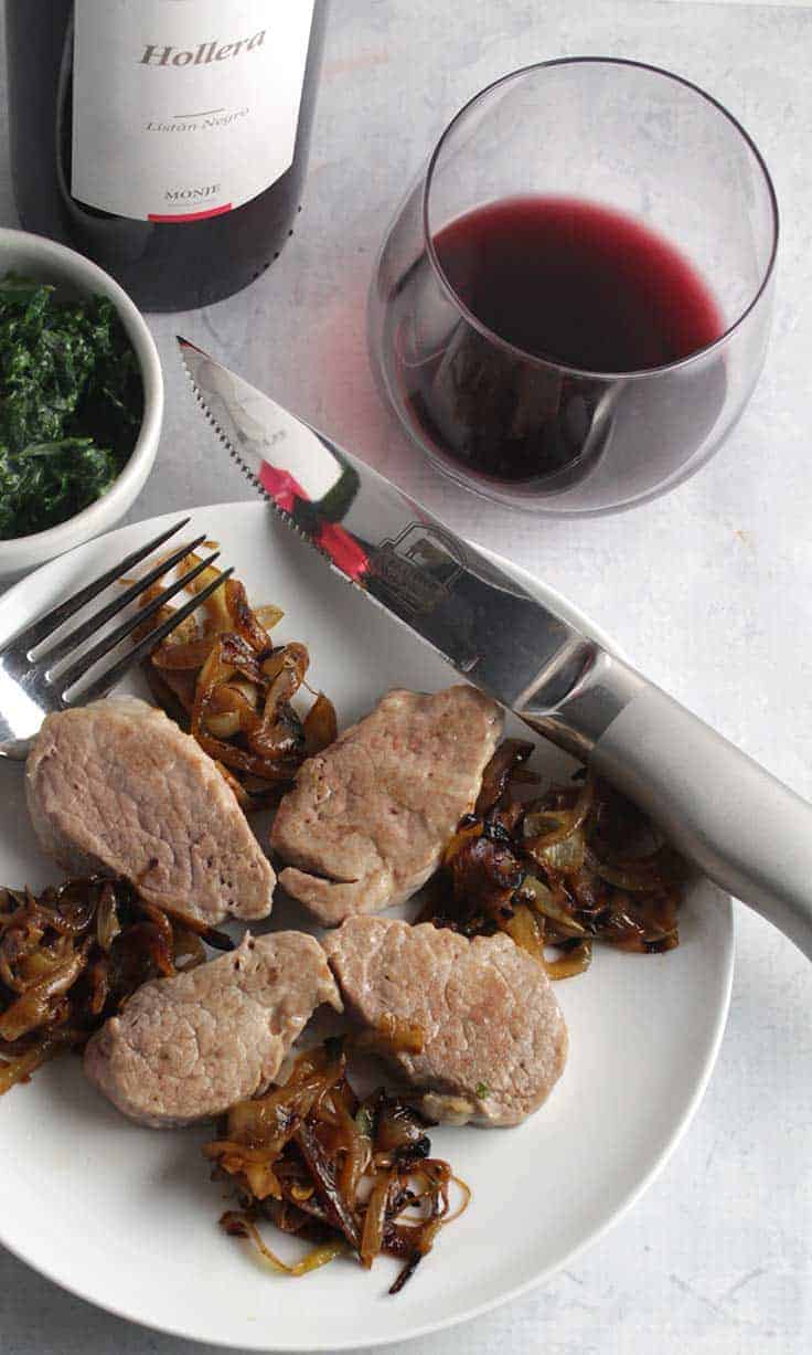 Pork tenderloin served with perfectly caramelized sweet onions makes an easy yet elegant dinner recipe.