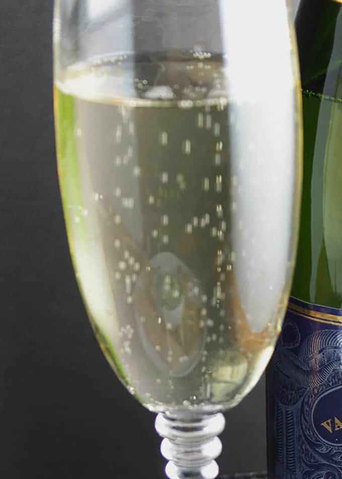 sparkling wine in a glass