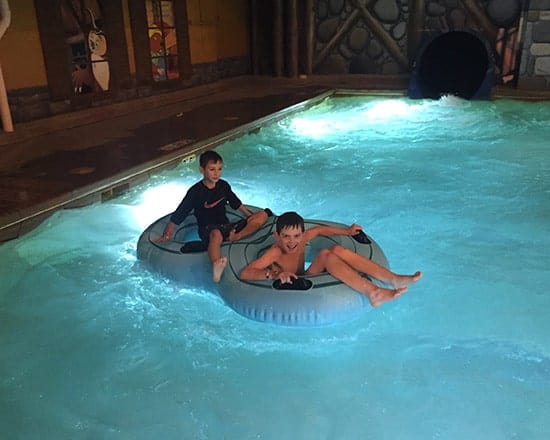 finishing up a water slide run at Great Wolf Lodge.