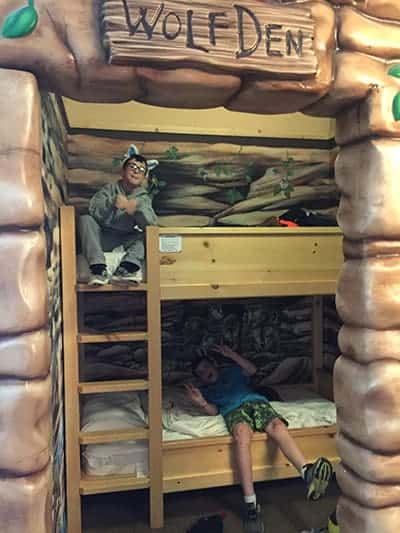 wolf den in suite at Great Wolf Lodge.