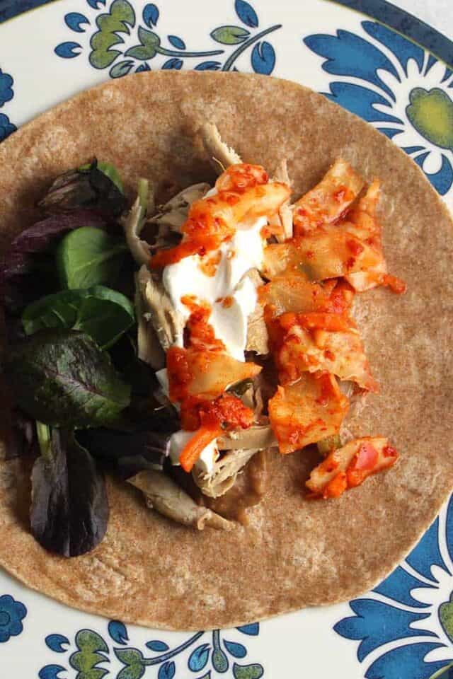 Kimchi Chicken Burritos with Sparkling Wine Cooking Chat