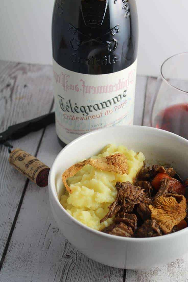 Télégramme Châteauneuf-du-Pape is an approachable and delicious wine, great with chanterelle beef stew.