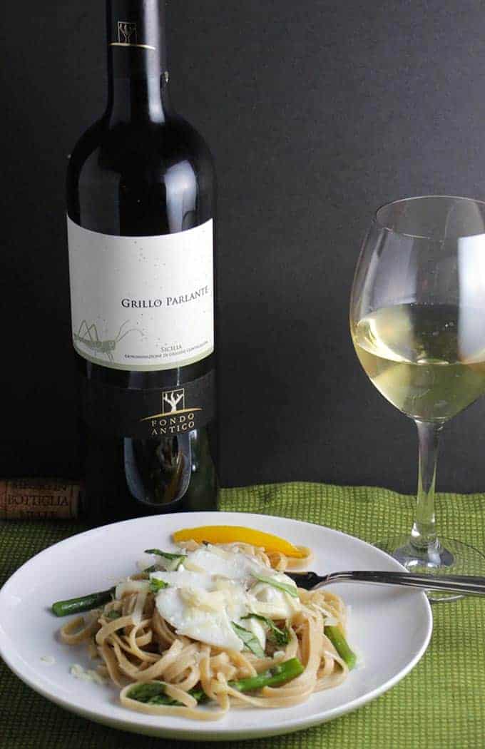 Grillo wine paired with Linguine with Cod and Asparagus is a Sicilian wine pairing that works!