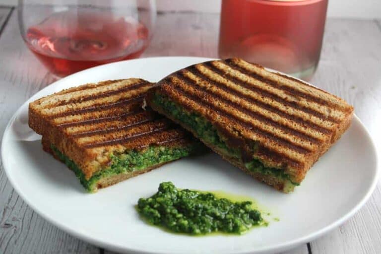 Kale Pesto Grilled Cheese with a Rosé Wine winePW
