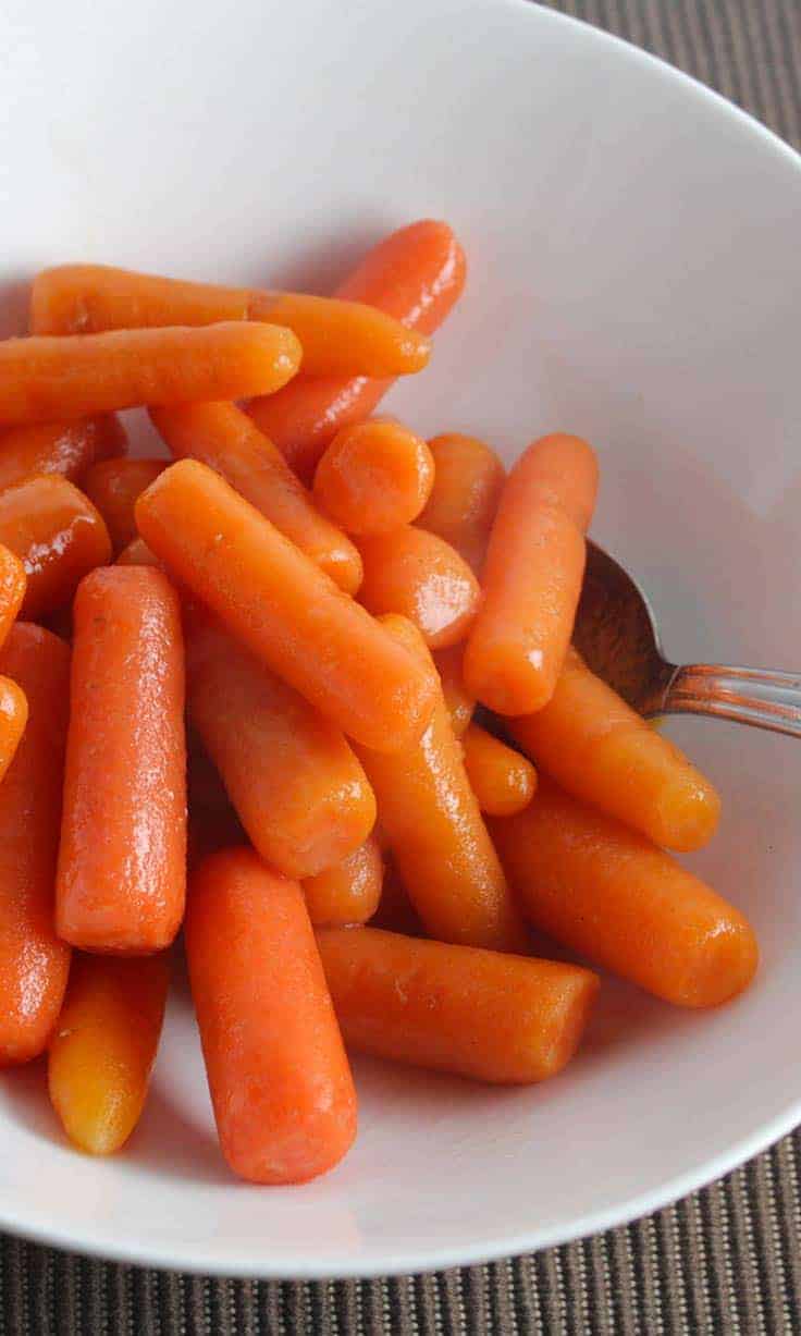 maple glazed baby carrots recipe is an easy, kid friendly vegetable side dish.