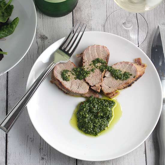 grilled pork tenderloin with cilantro pesto