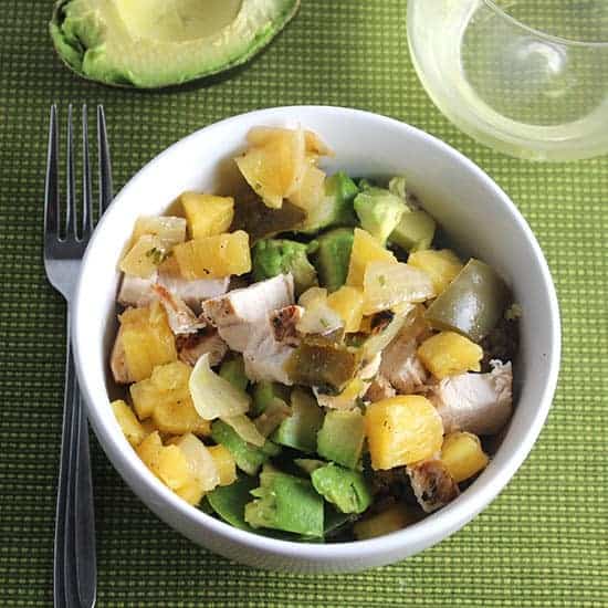 Avocado Chicken Bowls with Pineapple Salsa