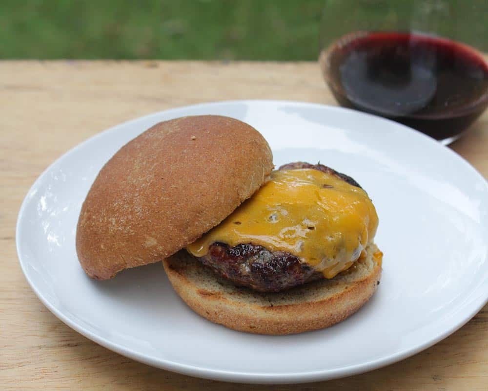 simple burger with a special Cab from Flora Springs in Napa.