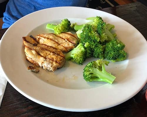 chicken and broccoli served at Skipper Chowder House.