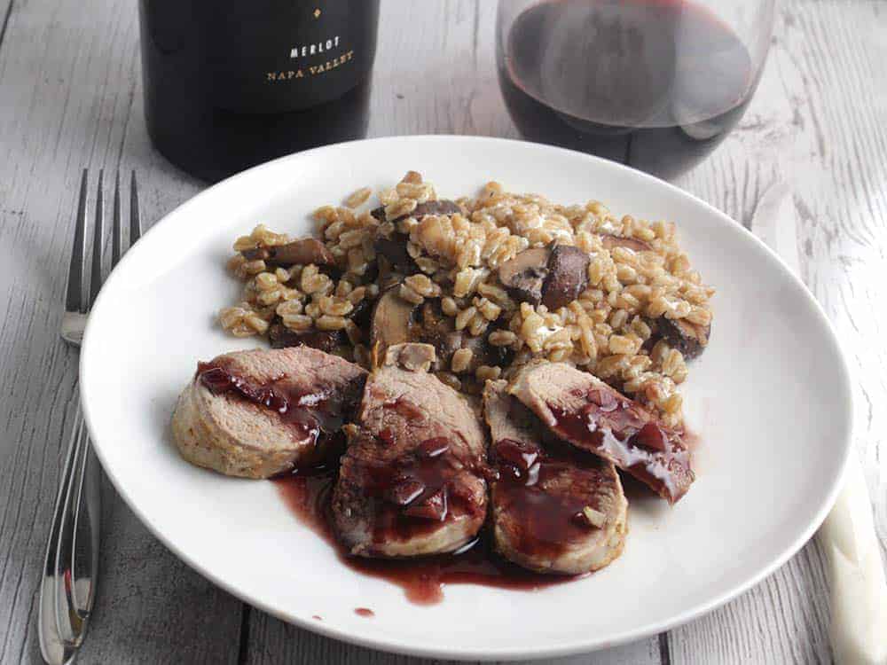 Pork tenderloin with blackberry merlot sauce. #winePW