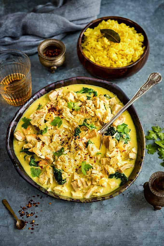 Leftover Turkey Korma Curry is a great way to spice up your leftover turkey! From Tasty Leftover Turkey Recipes roundup.