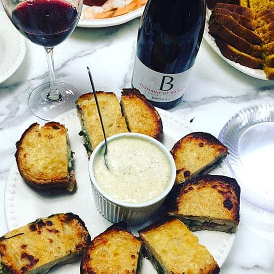 TheBrouilly Tradition is a very nice wine and pairs well with croques monsieurs.