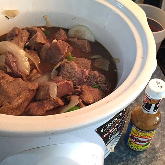 Making spicy beef stew