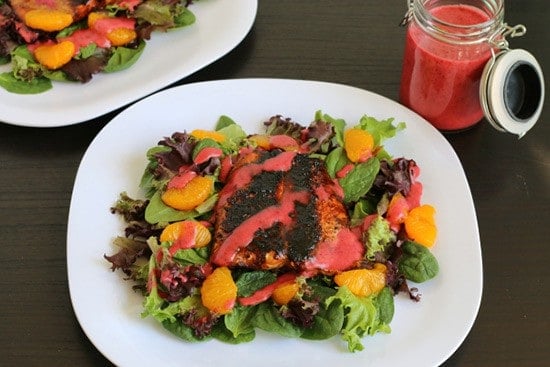 Blackened Salmon Salad with Huckleberry Vinaigrette