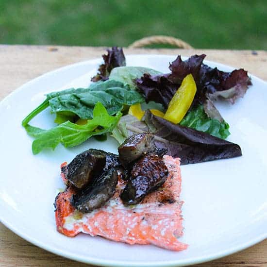 grilled salmon with portobello mushrooms