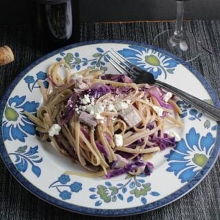 leftover turkey linguine with red cabbage