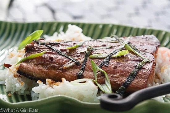 Mirin Glazed Salmon from What a Girl Eats