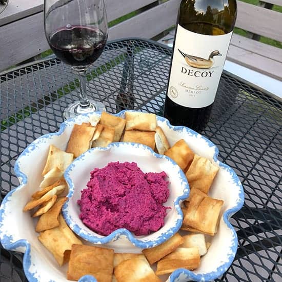 roasted beet dip with Merlot wine pairing