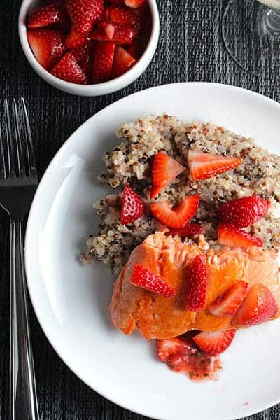 Quinoa with Salmon and Strawberries packs a lot of healthy nutrition!