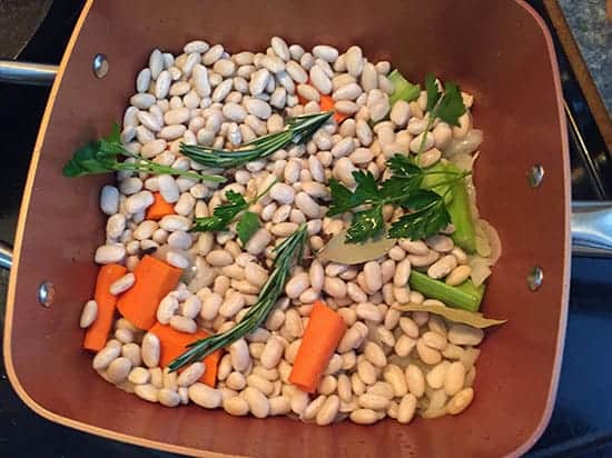 getting ready to cook beans for chicken cassoulet.