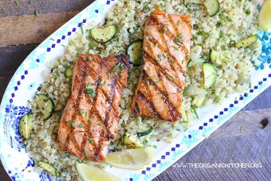 Grilled Salmon with Cauliflower Rice