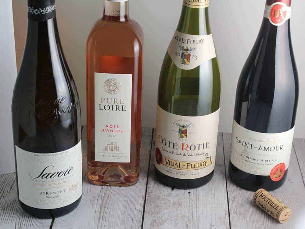 four bottles of wine from France