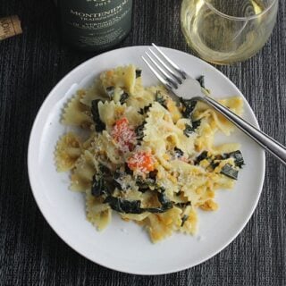 tuscan kale pasta on a plate