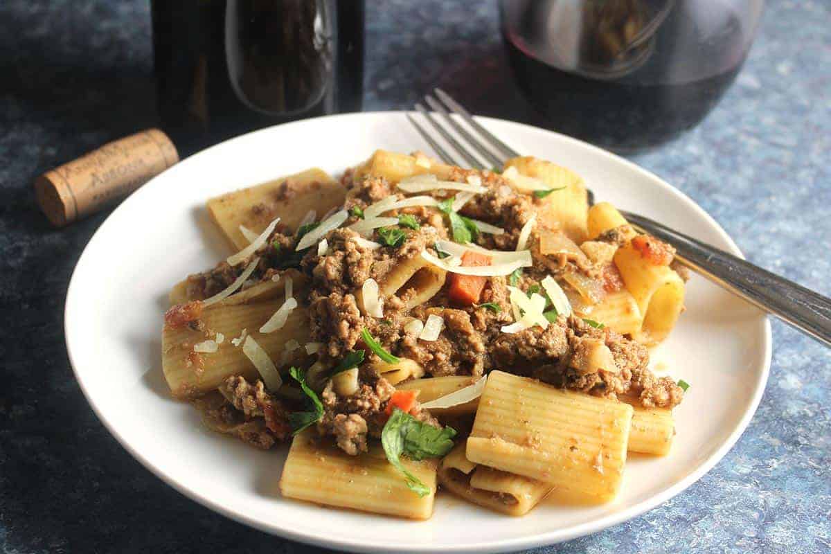 ground turkey bolognese plated.