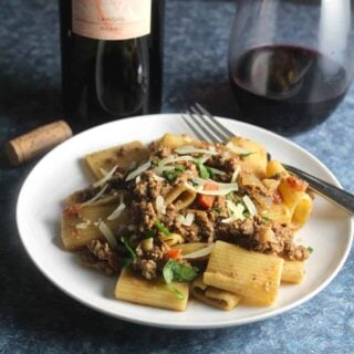 turkey bolognese paired with red Italian wine.