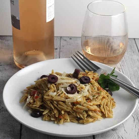 orzo with rosé wine pairing