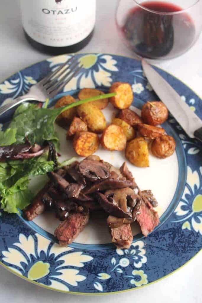 Steak with Manchego Mushroom Sauce with Red Wine from Navarra winePW