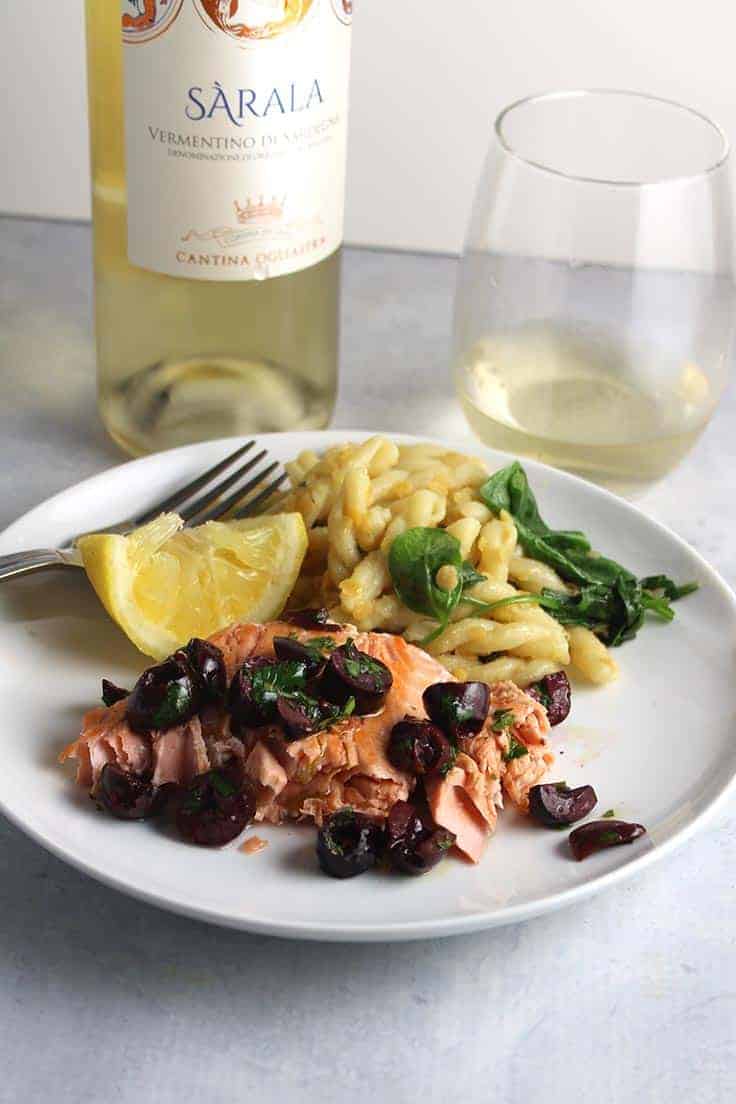 salmon with olive relish