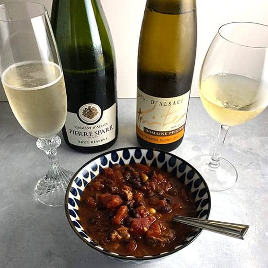 turkey chili paired with wines from Alsace.