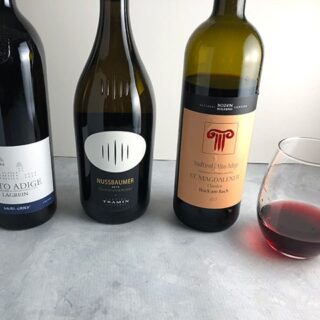 three bottles of wine from Alto Adige - Sütirol, Italy.