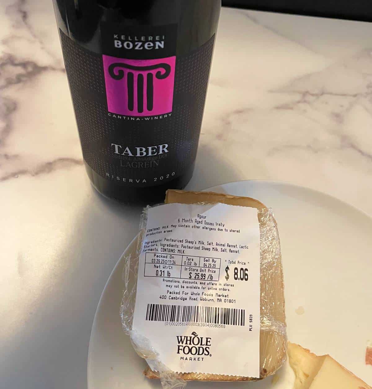 Taber Lagrein wine with Ossau Iraty cheese.