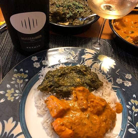 Tramin Gewürztraminer wine paired with Indian food.