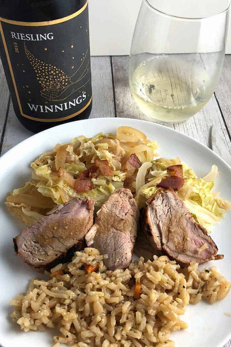 Winning Riesling from the Pfalz region of Germany is an excellent dry Riesling. Pairs well with pork and cabbage.