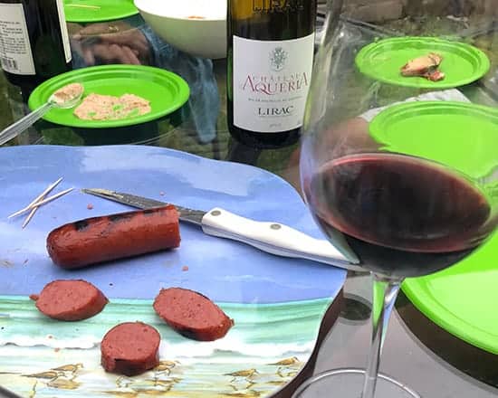 Chateau d'Aqueria Lirac Rouge with Kielbasa