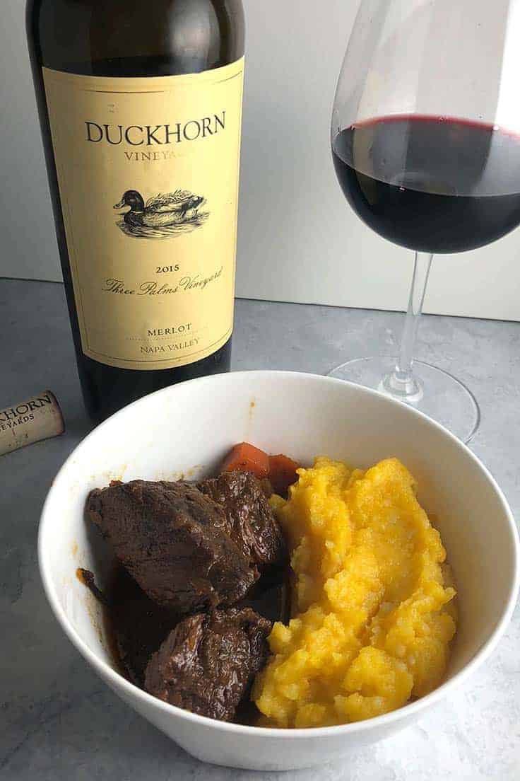 BBQ Beef Stew and Butternut Purée, delicious fall comfort food, made even better with an excellent Merlot from Duckhorn Vineyards. #winepairing #stew #sponsored