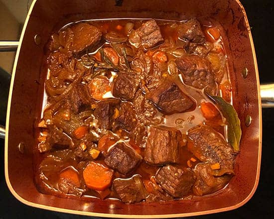 making BBQ beef stew -- browning the beef.