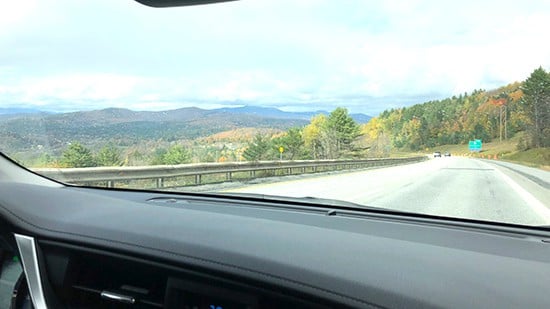 driving across Vermont during October.