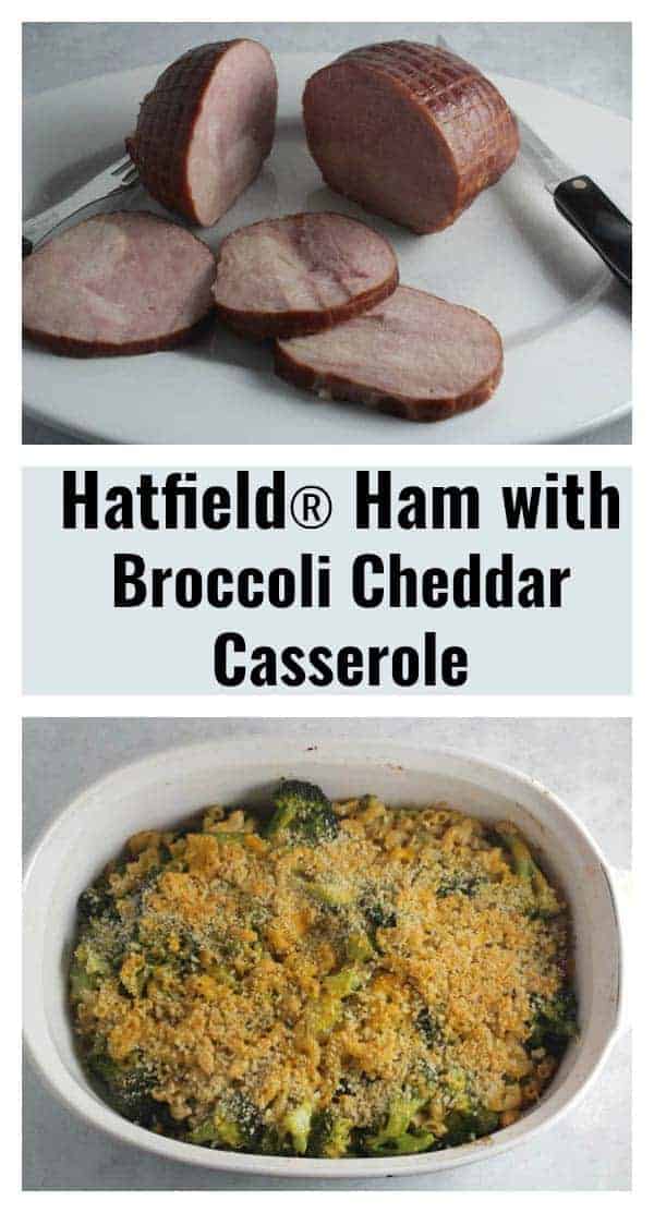 Hatfield Ham is delicious served with an easy to make Broccoli Cheddar Casserole. Perfect for the holidays! #casseroles #HolidaysWithHatfield & #simplyHatfield