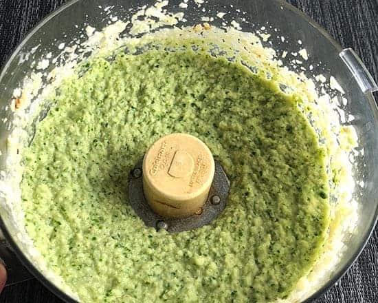 roasted cauliflower and kale purée in a food processor.