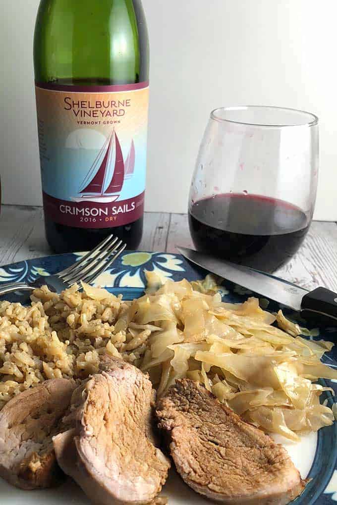 Shelburne Vineyard Crimson Sails red wine is a blend of two cold climate grapes, Marquette and Petite Pearl. #wine #VermontWine