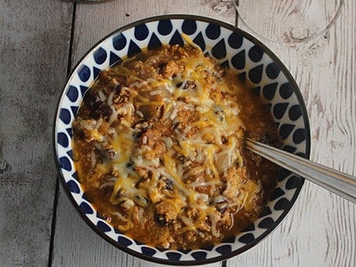 bowl of black bean turkey chili