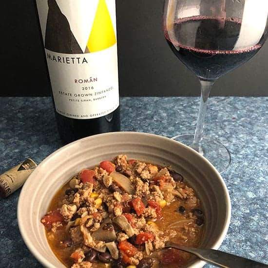 zinfandel paired with turkey chili.