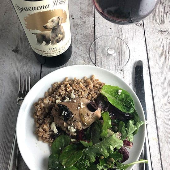 Portobello Mushroom Chicken Braise with Dracaena Cabernet Franc.