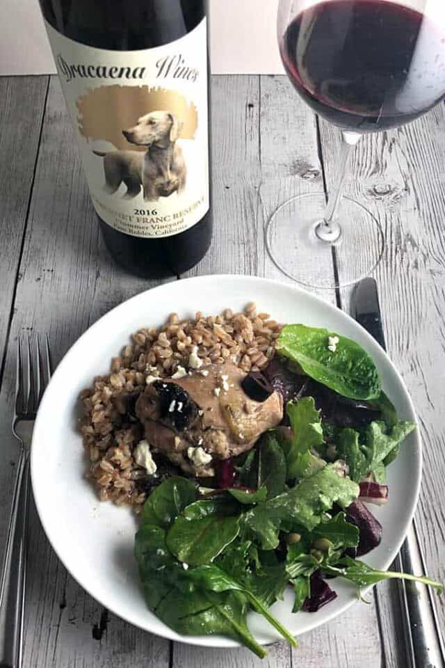 Portobello Mushroom Chicken Braise with Dracaena Reserve Cabernet Franc