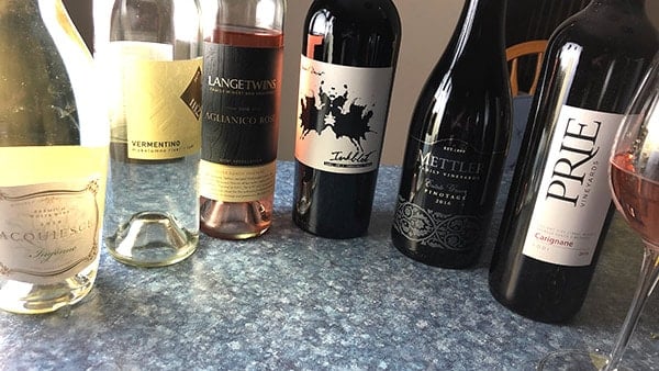 a lineup of wines from Lodi, California.