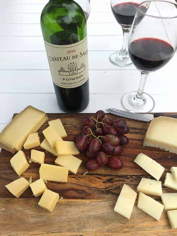 Chateau de Sales Pomerol red wine with cheese.